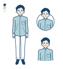 simple Stand collar shirt man_Smile