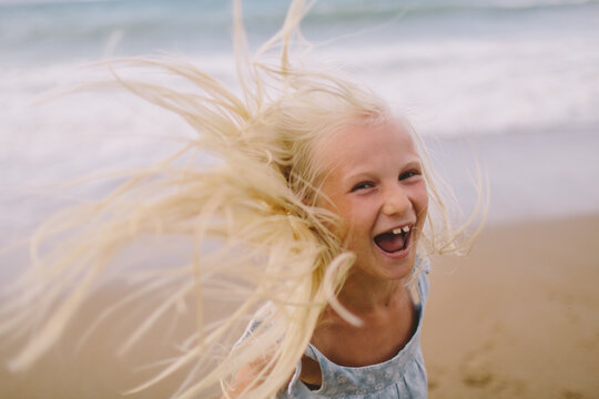 Little girl screaming into the camera