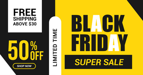 black friday super sale banner template vector image