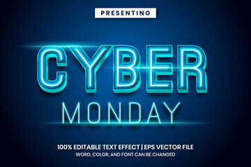 Neon Light cyber monday sign text effect