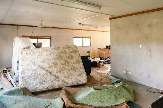 renovation project, the walls have been rendered and the carpets
