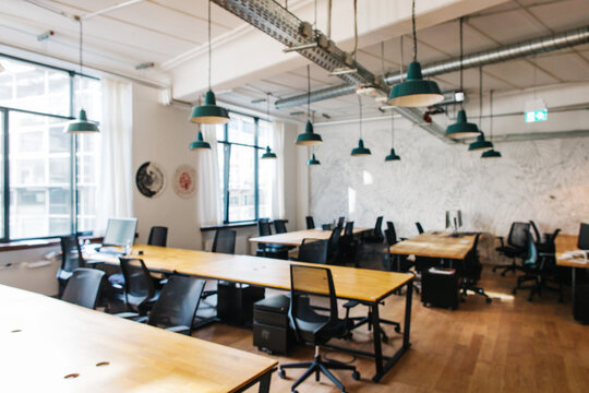 Bright Minimalist Co-Working Space Defocused