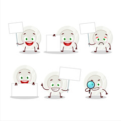White plate cartoon character bring information board