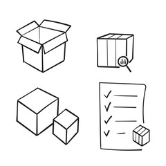 hand drawn Simple Set of Abstract box shape symbol for Product Related Vector Line Icons. doodle style