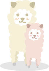 Obraz premium 正面から見た可愛いアルパカのイラスト
