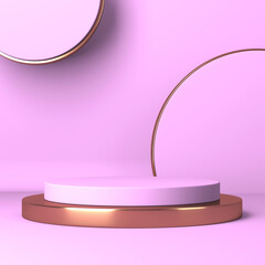 Empty showcase for cosmetic product presentation. Minimal scene