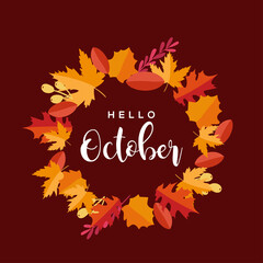 Hello October Vector Design Illustration For Banner and Background. Welcome October