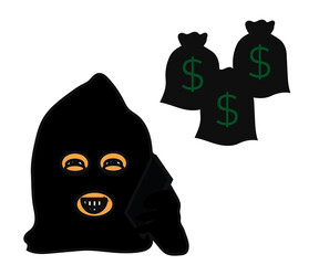 Phone scammer and money. Cartoon. Vector illustration.