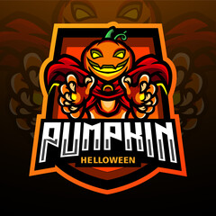Pumpkin helloween esport logo mascot design