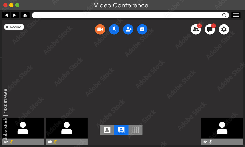 Poster vector illustration of screen display of a video meeting application layout. perfect for the design 
