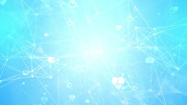 Abstract geometric hexagons Science network pattern, connecting lines and dots Loop Background. Technology hexagons structure molecular connect. health care and science icon pattern medical innovation