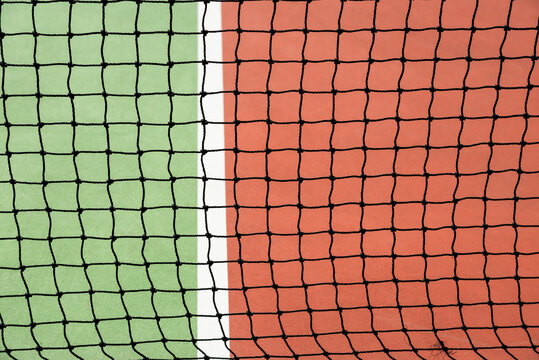 Close Up of Net and Floor of Tennis Court