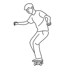 Fototapeta na wymiar Boy Skateboarding in Park, Teenager playing skateboard