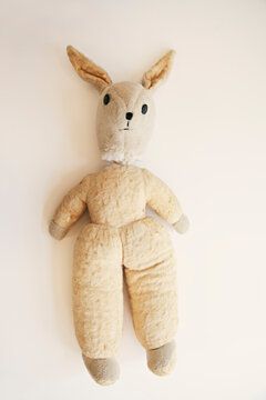 old and loved childhood teddy rabbit