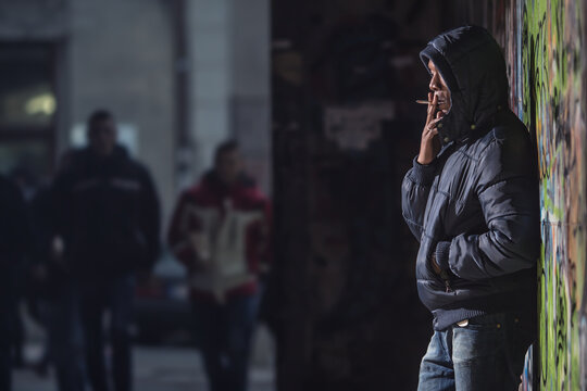 situation, a group of hooligans approaching black boy