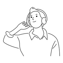 Man wearing headphones listening music