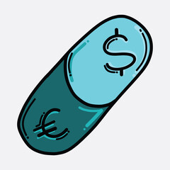 currency medicine color vector icon. Drawing sketch illustration hand drawn line eps10