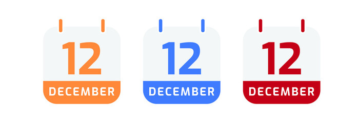 12 december calendar vector design