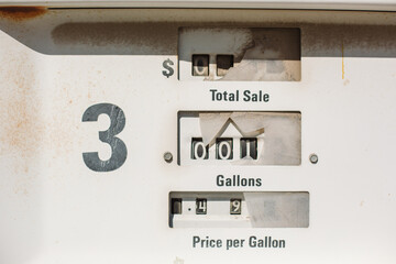 Old gas pump broken and abandoned