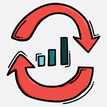recommend clip art: graph bar chart reload color vector icon. Drawing sketch illustration hand drawn line eps10