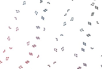 Light Blue, Red vector backdrop with music notes.