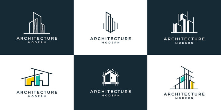 Set of modern building logo design template