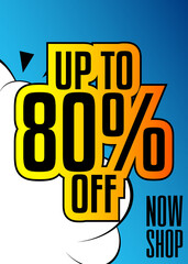 Comic book discount sale social media post design. Cartoon colored poster template. Vector comics premium backdrop illustration.