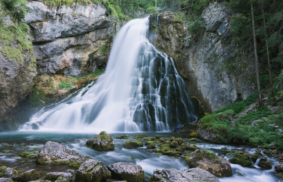 Large beautiful waterfall in Golling, austria
