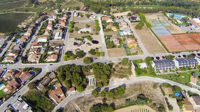 Aerial view of a rural town
