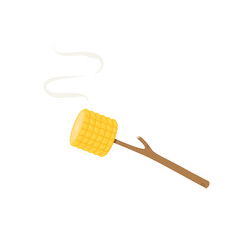 Corn vector. Yellow corn stabbed vector. Corn and stick vector.