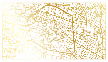 Bologna Italy City Map in Retro Style in Golden Color. Outline Map.