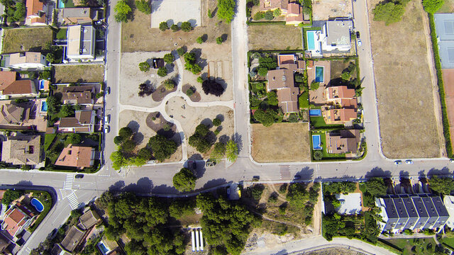 Aerial view of a rural town