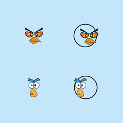 cartoon birdies face emoticon design