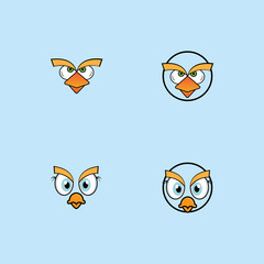 cartoon birdies face emoticon design