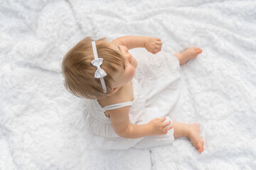 1 year Old Baby On Blanket