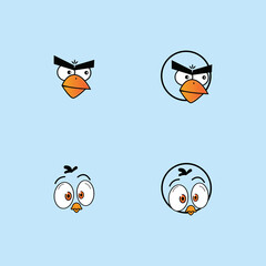 cartoon birdies face emoticon design