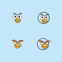 cartoon birdies face emoticon design