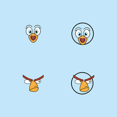 cartoon birdies face emoticon design