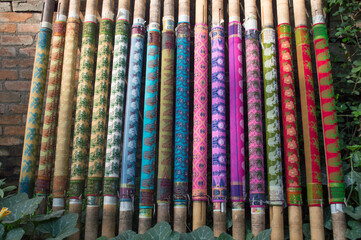 colorful saris drying in the sun