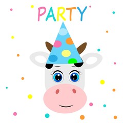 cute animals in party hats happy birthday decoration vector illustration	