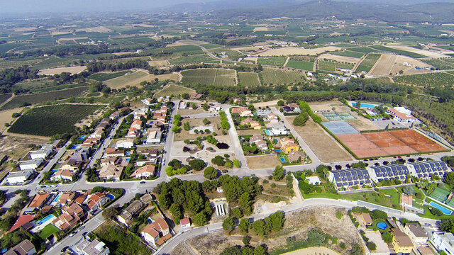 Aerial view of a rural town
