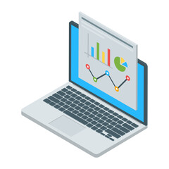 
Isometric vector of online analytics icon 
