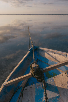 Travelling by boat to a tropical island