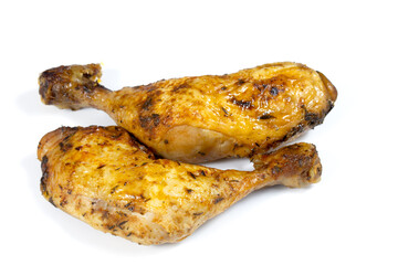 cuisse de poulet rôti détouré sur un fond blanc