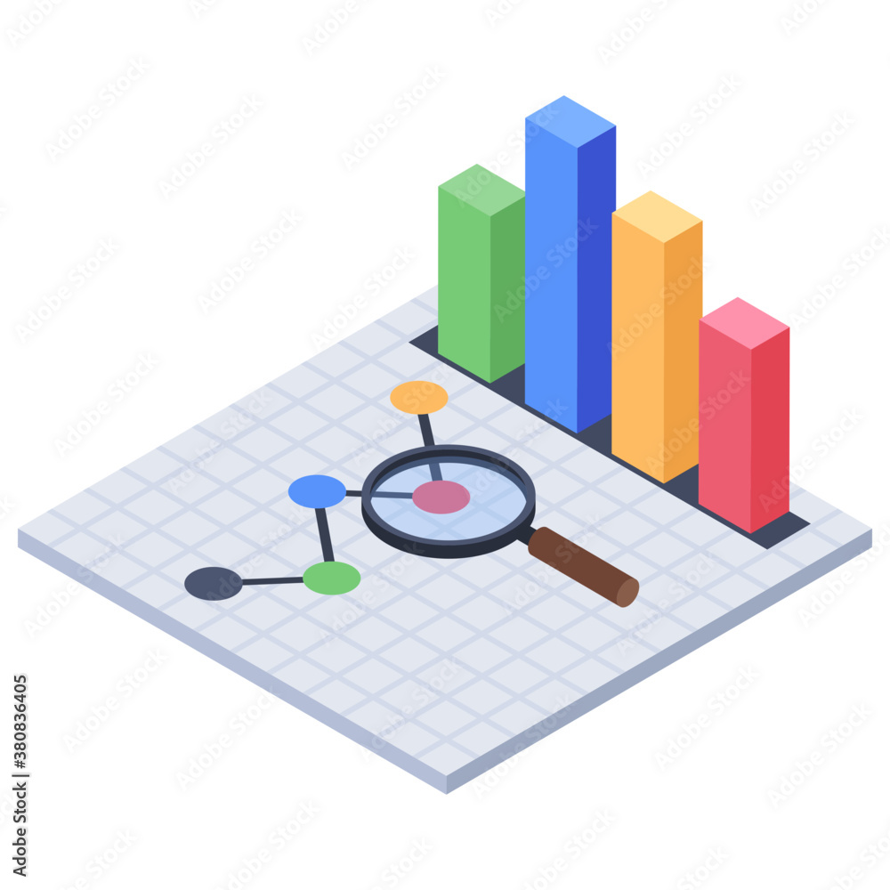 Poster graphical analysis isometric vector