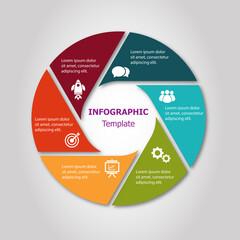 Infographic circle design template with 6 steps