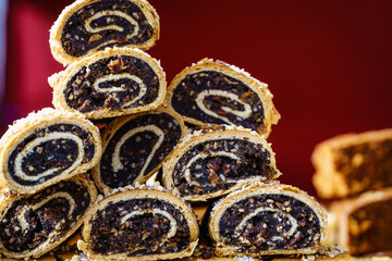 Many poppy seed rolls