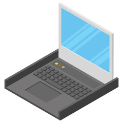 
A technological device laptop, isometric icon,  
