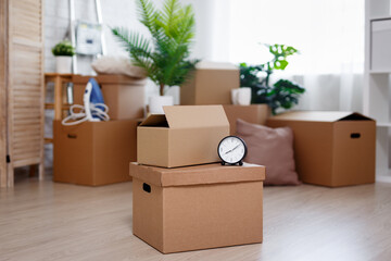 moving boxes in new home