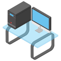 
A technological device computer, isometric icon,  
